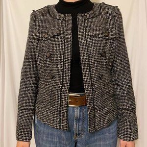 NWOT White House Black Market Black and White Tweed Blazer